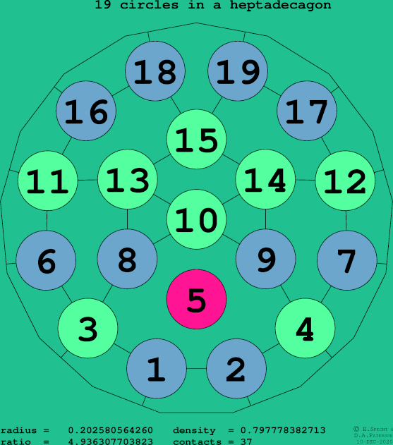 19 circles in a regular heptadecagon