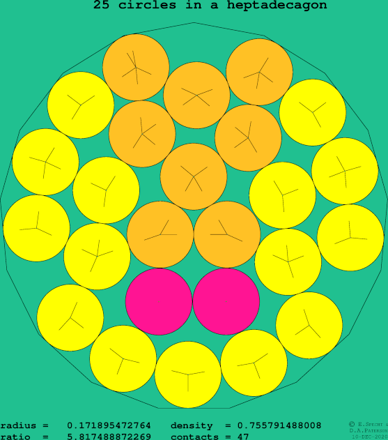 25 circles in a regular heptadecagon