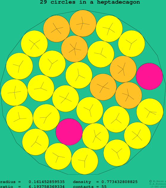 29 circles in a regular heptadecagon