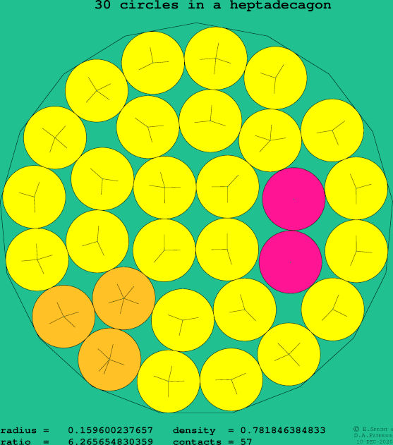 30 circles in a regular heptadecagon