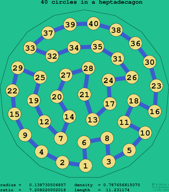 40 circles in a regular heptadecagon