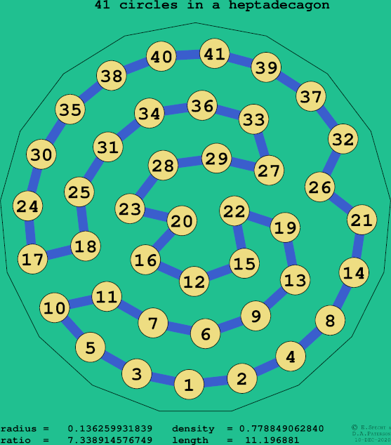 41 circles in a regular heptadecagon