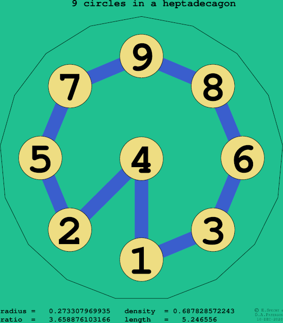 9 circles in a regular heptadecagon