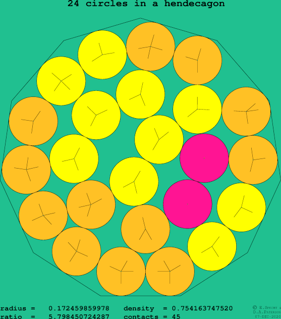 24 circles in a regular hendecagon