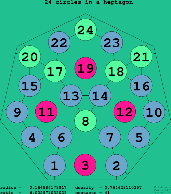 24 circles in a regular heptagon