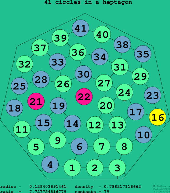 41 circles in a regular heptagon