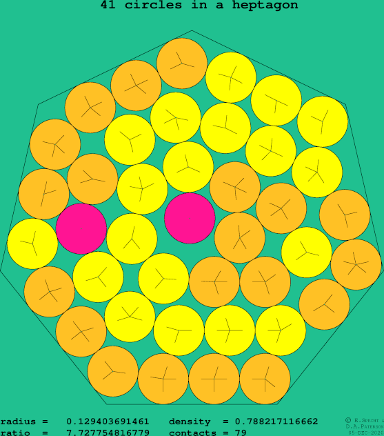 41 circles in a regular heptagon