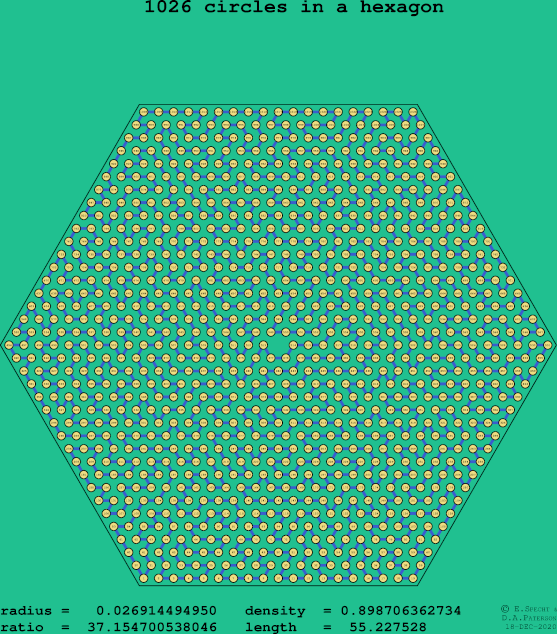 1026 circles in a regular hexagon
