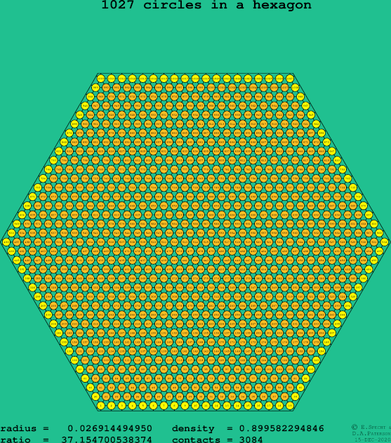 1027 circles in a regular hexagon
