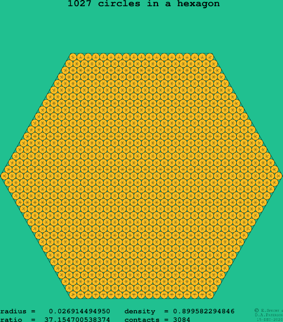 1027 circles in a regular hexagon