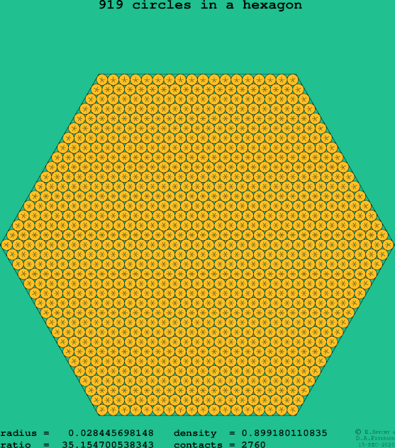 919 circles in a regular hexagon