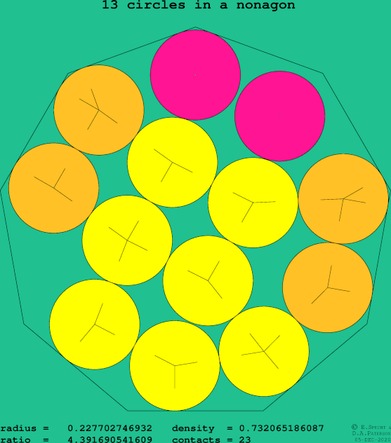 13 circles in a regular nonagon