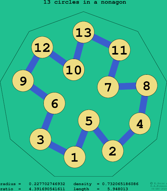 13 circles in a regular nonagon