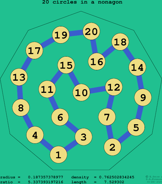 20 circles in a regular nonagon