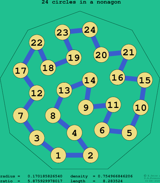 24 circles in a regular nonagon