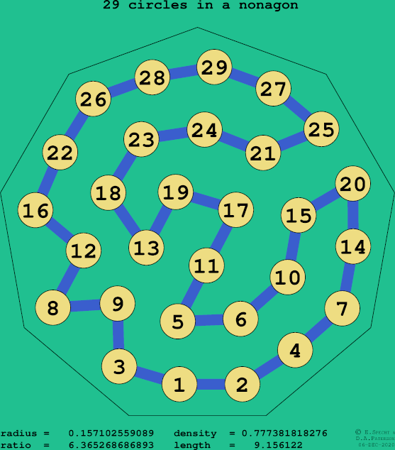 29 circles in a regular nonagon