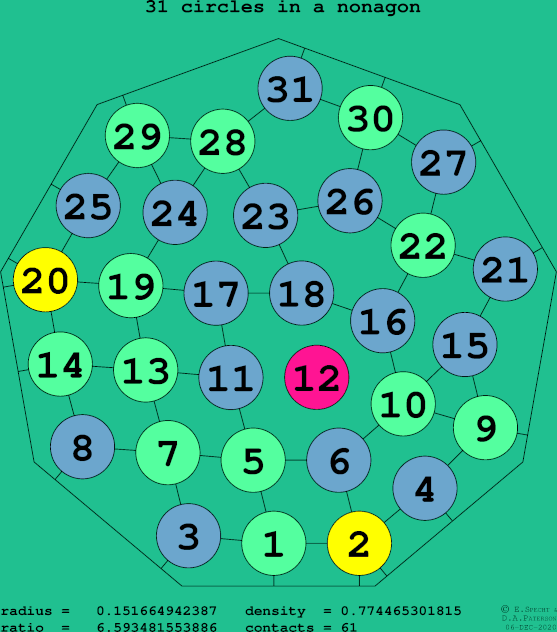31 circles in a regular nonagon