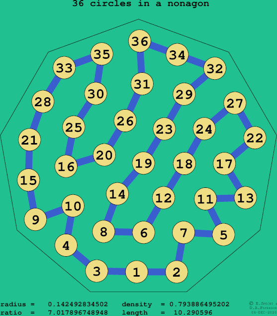 36 circles in a regular nonagon