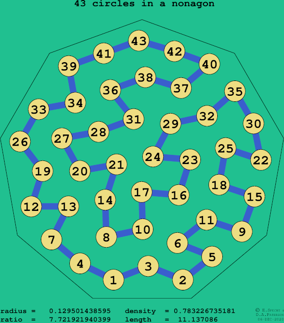 43 circles in a regular nonagon