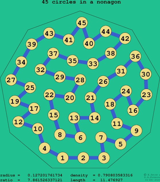 45 circles in a regular nonagon