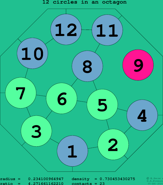 12 circles in a regular octagon