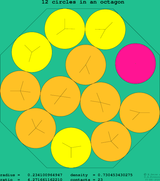 12 circles in a regular octagon