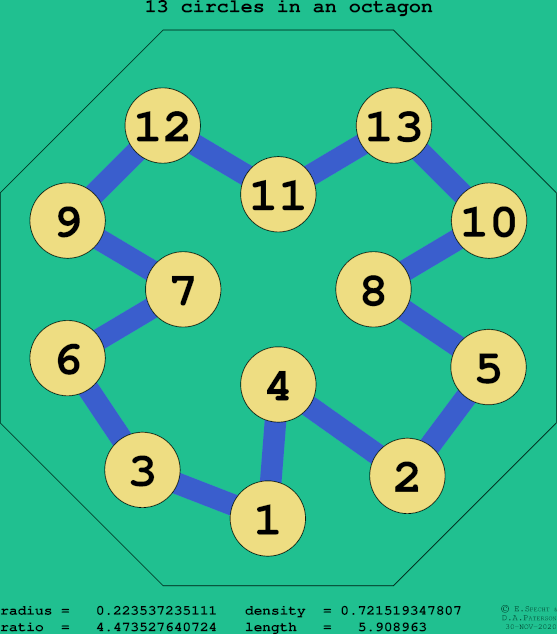 13 circles in a regular octagon