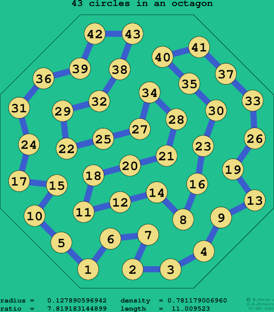 43 circles in a regular octagon