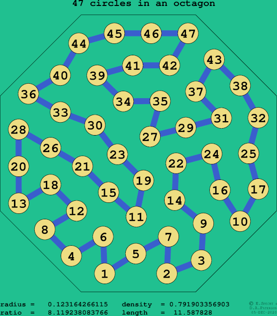 47 circles in a regular octagon