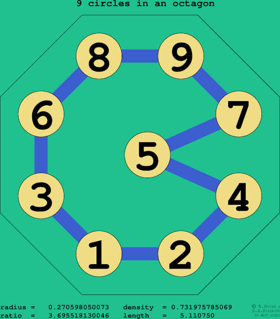 9 circles in a regular octagon