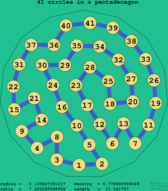 41 circles in a regular pentadecagon