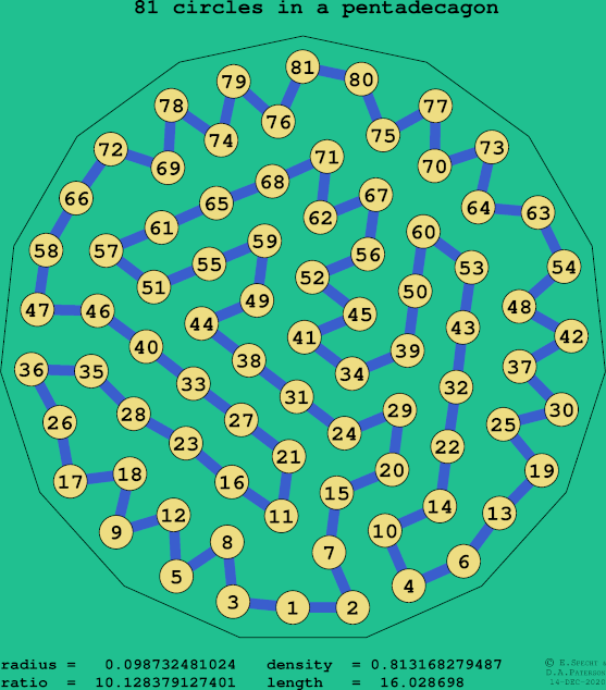 81 circles in a regular pentadecagon