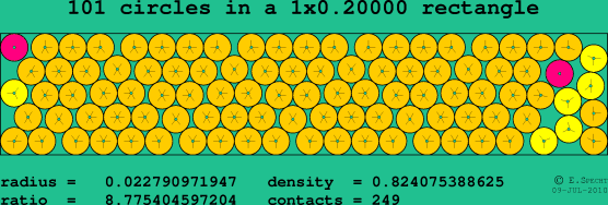 101 circles in a rectangle