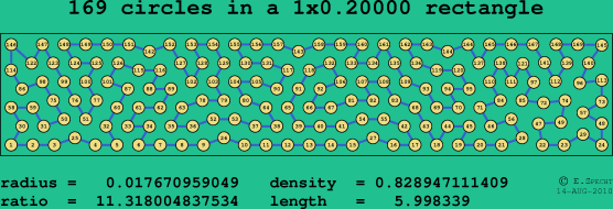 169 circles in a rectangle