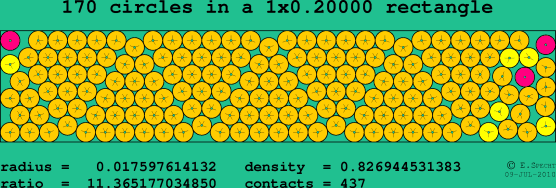 170 circles in a rectangle