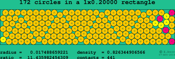 172 circles in a rectangle