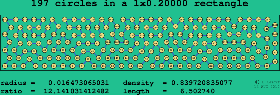 197 circles in a rectangle