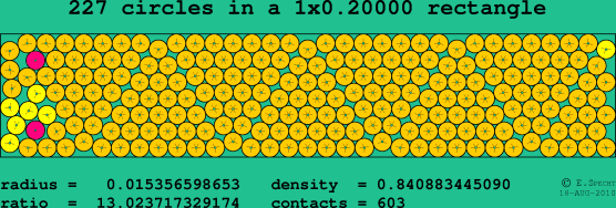 227 circles in a rectangle