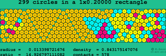 299 circles in a rectangle