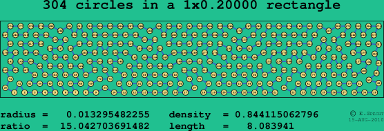 304 circles in a rectangle