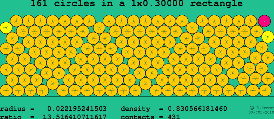 161 circles in a rectangle