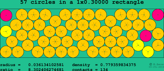 57 circles in a rectangle