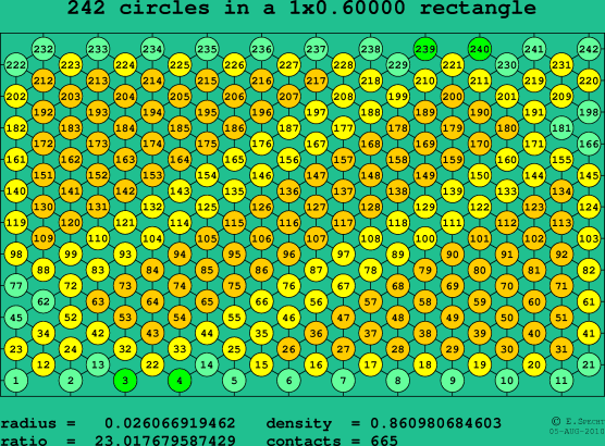 242 circles in a rectangle