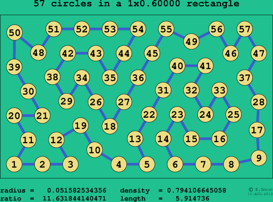 57 circles in a rectangle