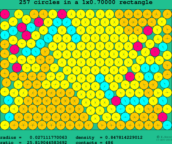 257 circles in a rectangle