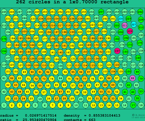 262 circles in a rectangle