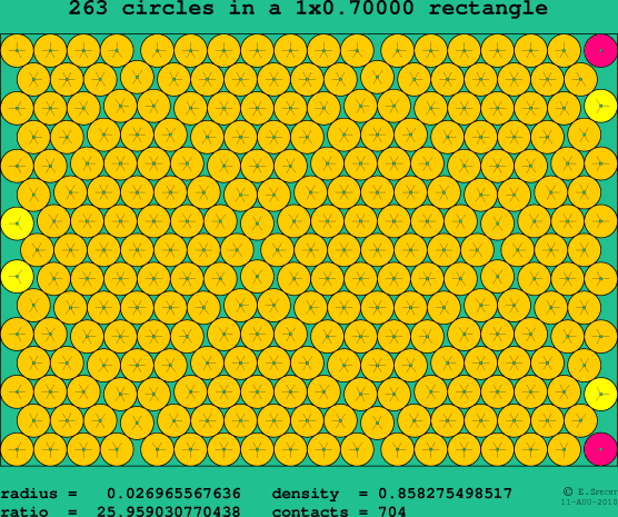 263 circles in a rectangle