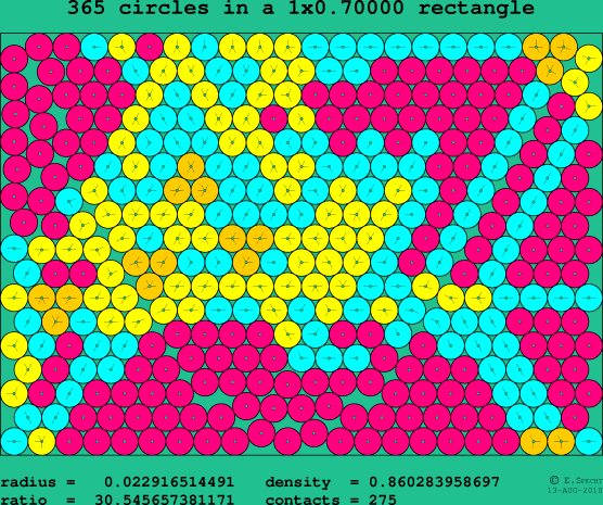 365 circles in a rectangle
