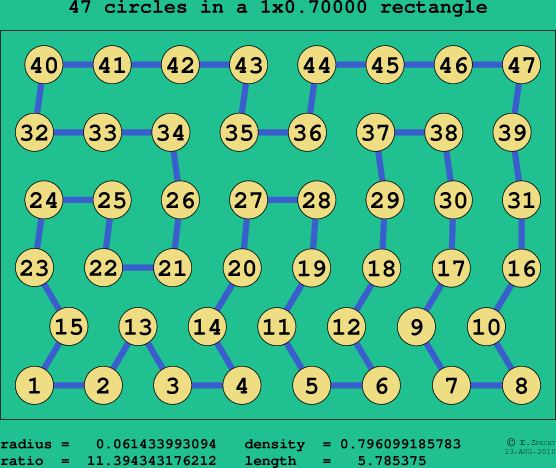 47 circles in a rectangle