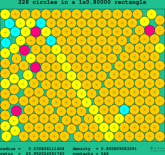 228 circles in a rectangle